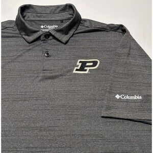 Columbia Purdue Boilermakers Polo Golf Shirt Mens Size Large Gray Short Sleeve